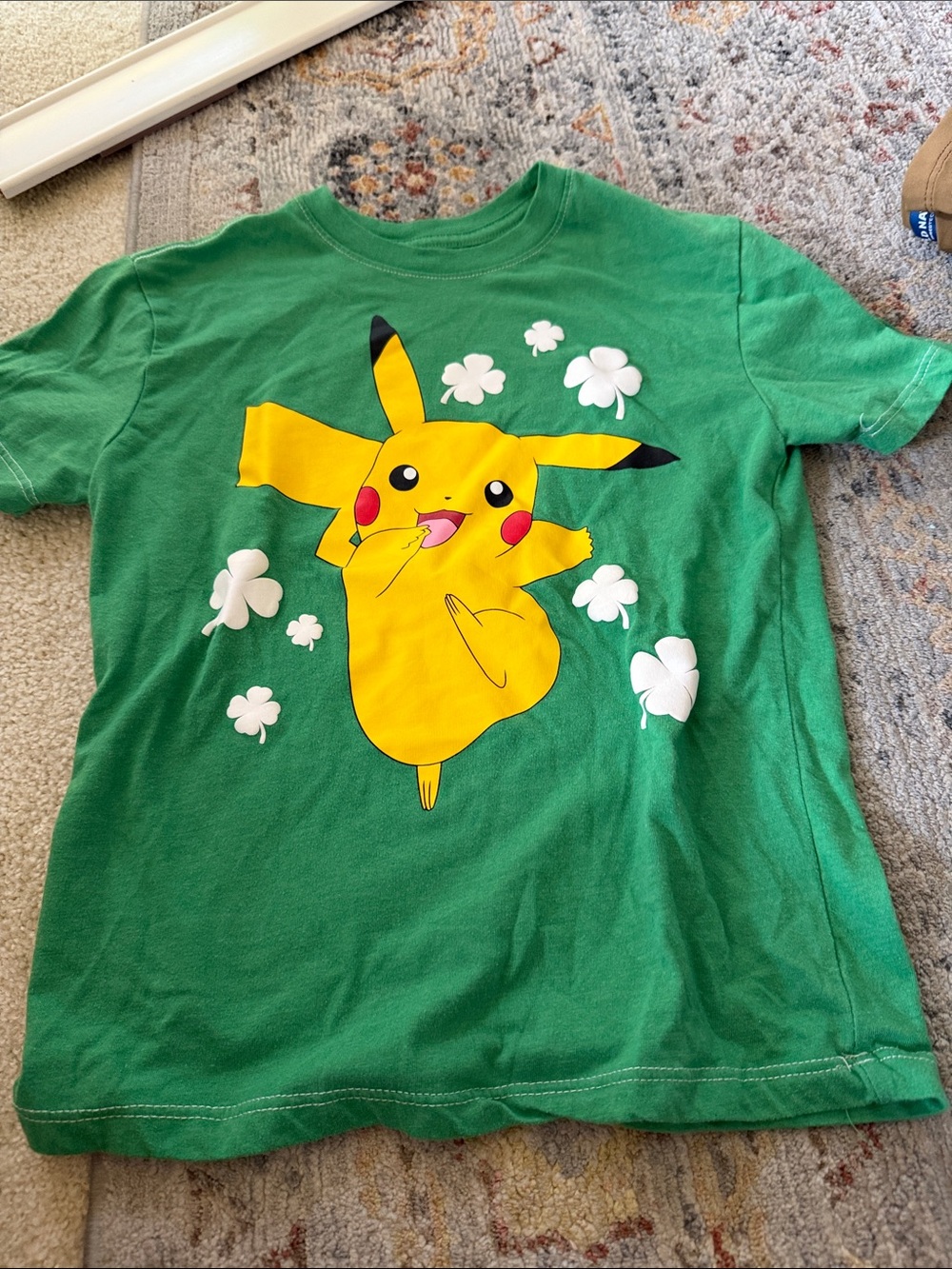 Old Navy Green Pikachu Graphic Short Sleeve Tee